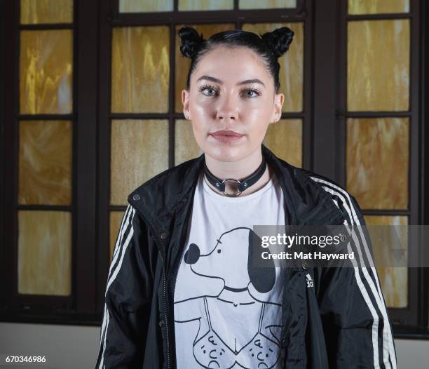 Singer Bishop Briggs poses for a portrait before performing an EndSession hosted by 107.7 The End at Fremont Abbey Arts Center on April 18, 2017 in...