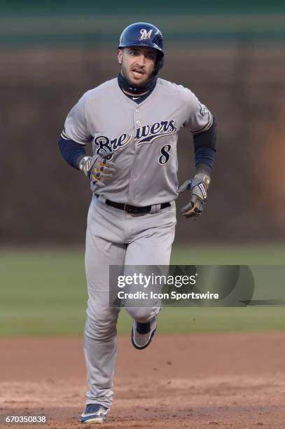 Milwaukee Brewers Left fielder Ryan Braun rounds the bases after a two run homerun in the 1st inning during an MLB game between the Milwaukee Brewers...