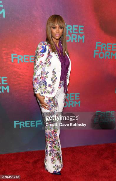 Model, actress Tyra Banks of "Life-Size 2" attends Freeform 2017 Upfront at Hudson Mercantile on April 19, 2017 in New York City.