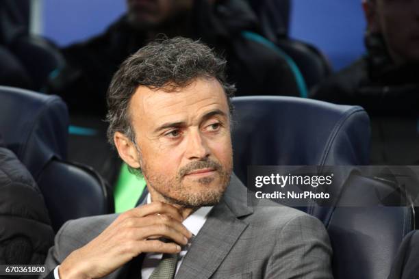 Barcelona coach Luis Enrique during the Uefa Champions League quarter finals football match BARCELONA - JUVENTUS on at the Camp Nou in Barcelona,...
