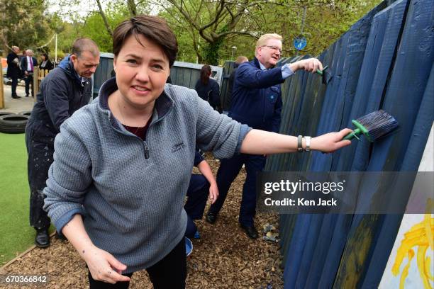 Scottish Conservative leader Ruth Davidson and Conservative MSPs join volunteers painting a fence at The Yard Adventure Centre for children with...