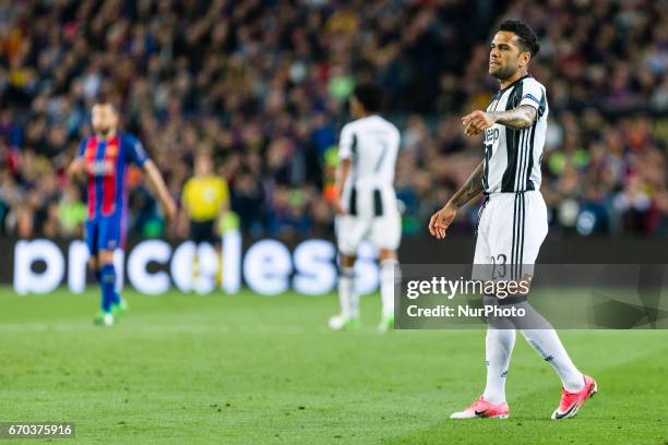 Dani Alves of Juventus FC during the UEFA Champions League Quarter Final second leg match between FC Barcelona and Juventus at Camp Nou Stadium on...