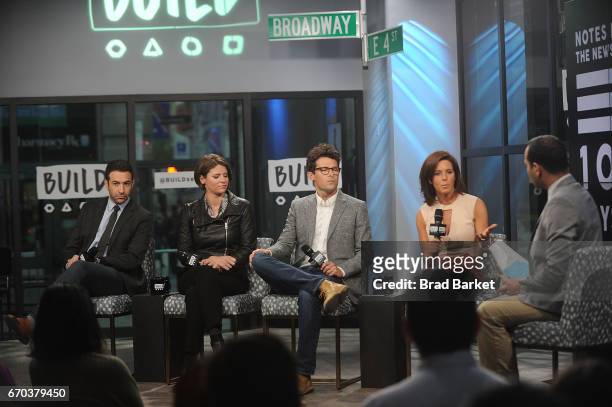 Ari Melber, Kasie Hunt, Jacob Soboroff and Stephanie Ruhle attend the Build Series "Notes From The Newsroom: 100 Days Of Trump" special discussion at...