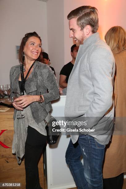 Simone Ballack and her boyfriend Florian Streifeneder during the Just Eve spring fever fashion show on April 19, 2017 in Munich, Germany.