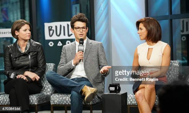 Kasie Hunt, Jacob Soboroff, and Stephanie Ruhle attend the Build Series to discuss "Notes From The Newsroom: 100 Days Of Trump" at Build Studio on...