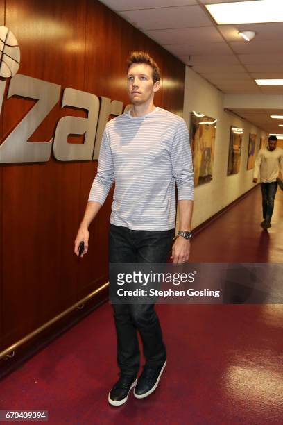 Mike Dunleavy of the Atlanta Hawks arrivals for Game Two of the Eastern Conference Quarterfinals between the Washington Wizards and the Atlanta Hawks...