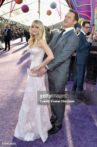 Actor Anna Faris and Chris Pratt at the premiere of Disney and Marvel's "Guardians Of The Galaxy Vol. 2" at Dolby Theatre on April 19, 2017 in...