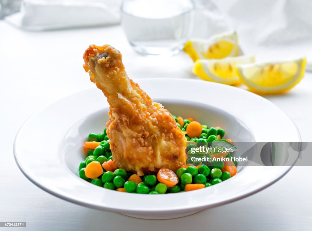 Healthy Eating Chicken Drumstick And Vegetables High-Res Stock Photo