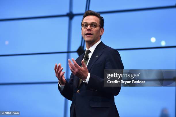 Of 21st Century Fox James Murdoch speaks at National Geographic's Further Front Event at Jazz at Lincoln Center on April 19, 2017 in New York City.