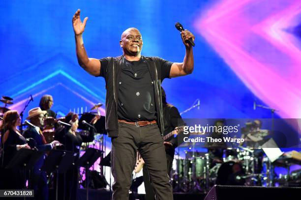 Philip Bailey of Earth, Wind and Fire performs onstage during the "Clive Davis: The Soundtrack of Our Lives" Premiere Concert during the 2017 Tribeca...
