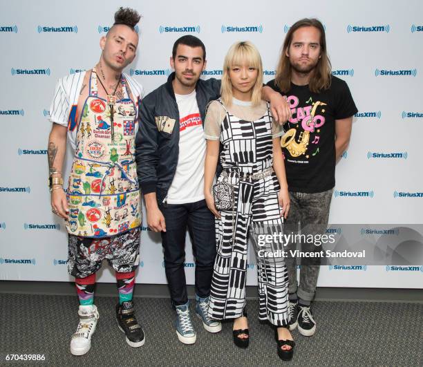 Cole Whittle, Joe Jonas, JinJoo Lee and Jack Lawless of DNCE visit "Hits 1 In Hollywood" on SiriusXM Hits 1 Channel at SiriusXM Studios on April 19,...