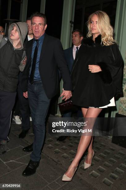 Dennis Quaid and wife Kimberly Quaid seen leaving Sexy Fish restaurant in Mayfair on April 19, 2017 in London, England.