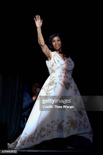 Aretha Franklin performs onstage during the "Clive Davis: The Soundtrack of Our Lives" Premiere Concert during the 2017 Tribeca Film Festival at...