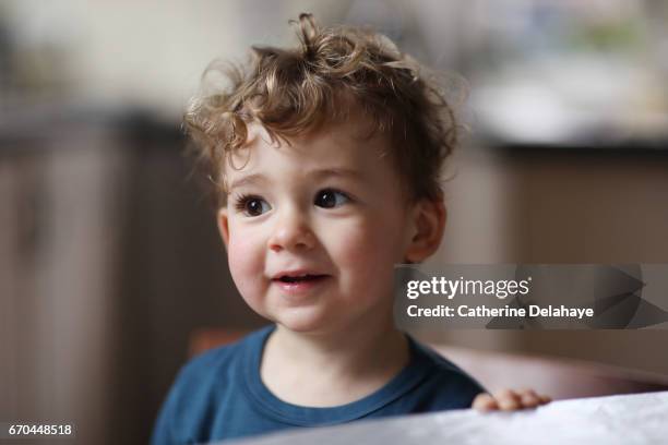 portrait of a 2 years old boy - cheveux frisés stock pictures, royalty-free photos & images