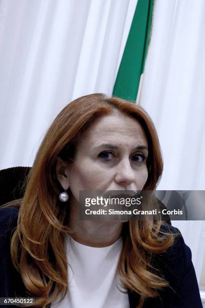 The president of RAI Monica Maggioni during a Parliamentary Supervisory Board hearing on April 19, 2017 in Rome, Italy.