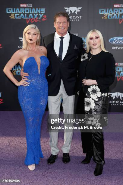 Actors Taylor Ann Hasselhoff, David Hasselhoff, and Hayley Hasselhoff at the premiere of Disney and Marvel's "Guardians Of The Galaxy Vol. 2" at...