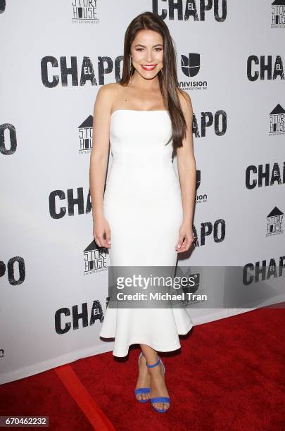 Juliette Pardau arrives at the Los Angeles premiere of Univison's "El Chapo" hel at Landmark Theatre on April 19, 2017 in Los Angeles, California.
