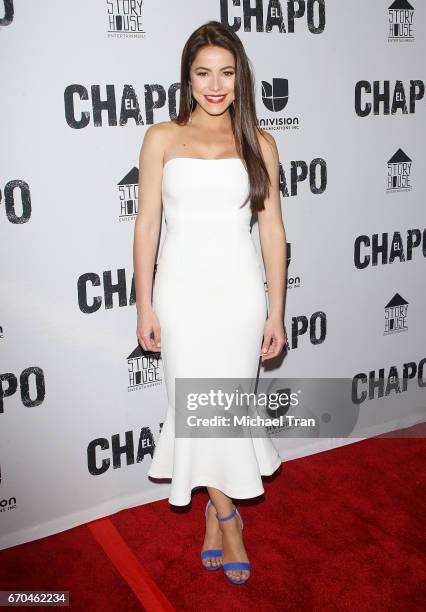 Juliette Pardau arrives at the Los Angeles premiere of Univison's "El Chapo" hel at Landmark Theatre on April 19, 2017 in Los Angeles, California.