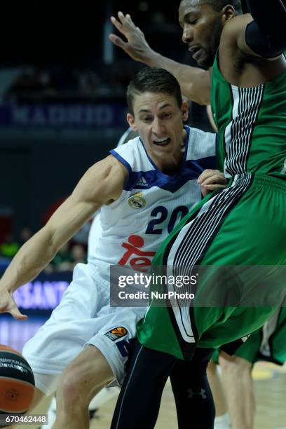 Jaycee Carroll of Real Madrid during the 2016/2017 Turkish Airlines Euroleague Play Off Leg One between Real Madrid v Darussafaka Dogus Istanbul at...