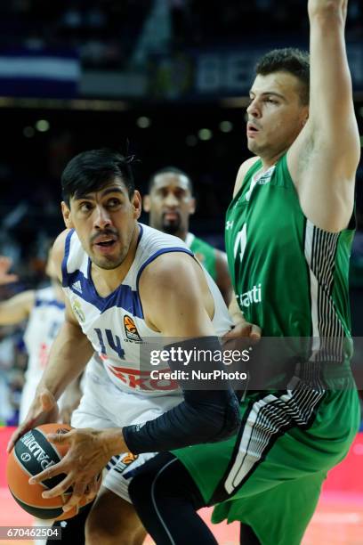 Gustavo Ayon of Real Madrid during the 2016/2017 Turkish Airlines Euroleague Play Off Leg One between Real Madrid v Darussafaka Dogus Istanbul at...