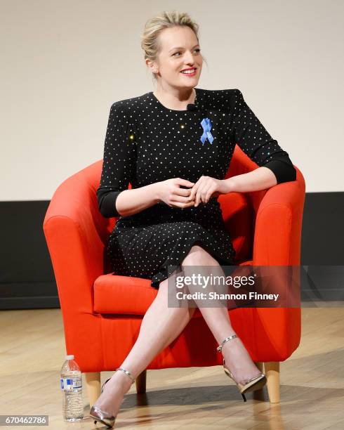 Actress Elisabeth Moss at the preview of Hulu's "The Handmaid's Tale" at the Smithsonian National Museum Of Natural History on April 19, 2017 in...