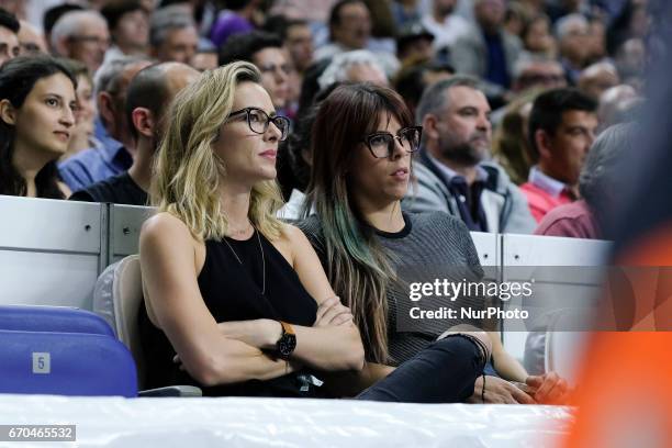 Actress Kira Miro attends the Euroleague match Play Off Leg One between Real Madrid v Darussafaka Dogus Istanbul at Barclaycard Center on April 19,...