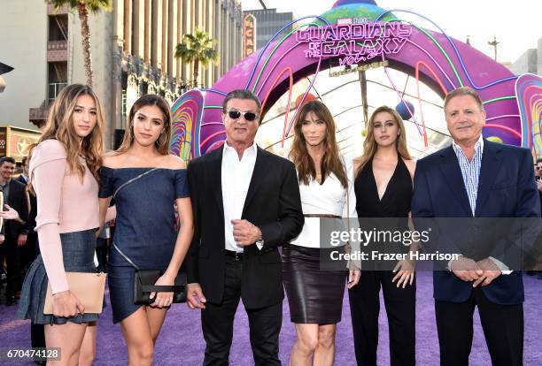 Scarlet Rose Stallone, Sistine Rose Stallone, Sylvester Stallone, Jennifer Flavin, Sophia Rose Stallone, Frank Stallone at the premiere of Disney and...