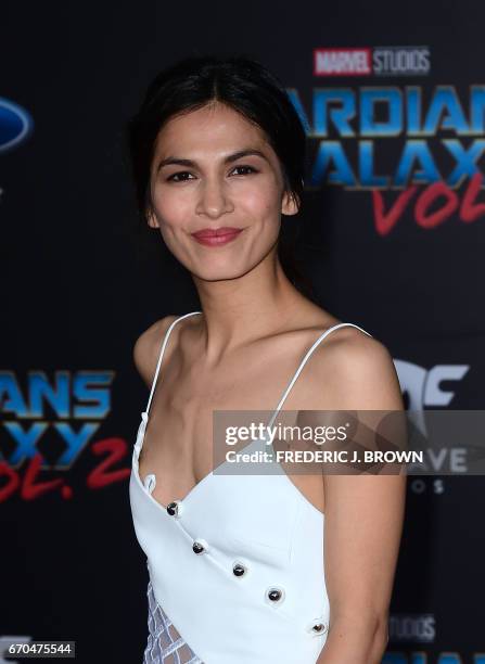 French actress Elodie Yung arrives for the world premiere of the film "Guardians of the Galaxy Vol. 2" in Hollywood, California on April 19, 2017. /...