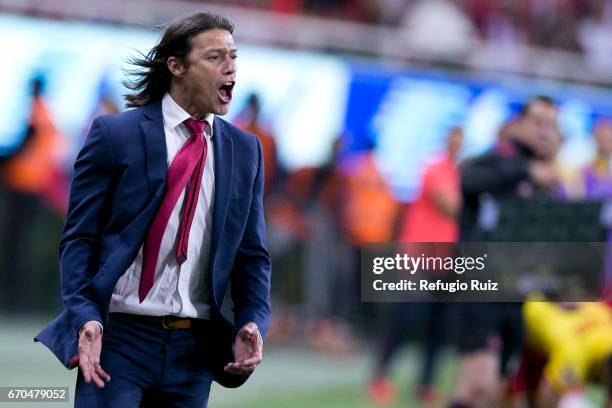 Matias Almeyda coach of Chivas gives instructions to his players during the Final match between Chivas and Morelia as part of the Copa MX Clausura...