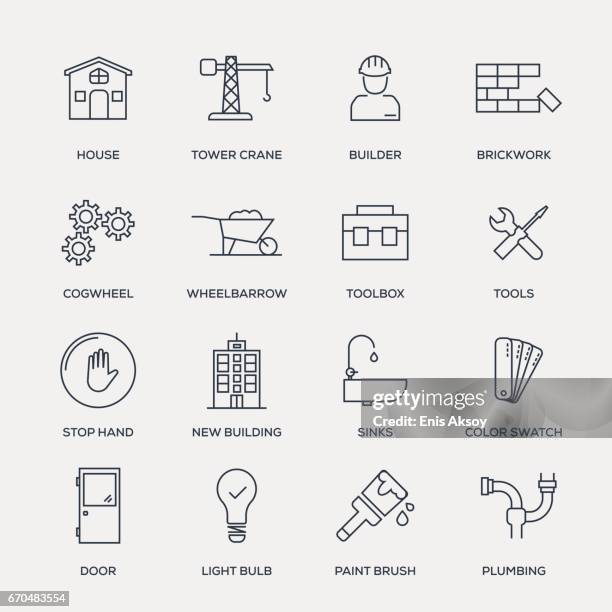 stockillustraties, clipart, cartoons en iconen met bouw icon set - line serie - paint tube