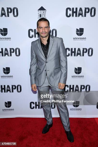 Juan Carlos Olivas attends the premiere of Univison's "El Chapo" at Landmark Theatre on April 19, 2017 in Los Angeles, California.