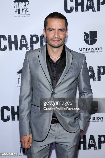 Juan Carlos Olivas attends the premiere of Univison's "El Chapo" at Landmark Theatre on April 19, 2017 in Los Angeles, California.