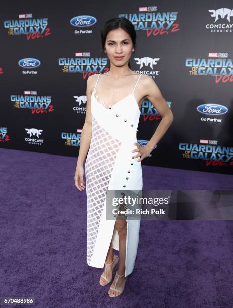 Actor Elodie Yung at The World Premiere of Marvel Studios Guardians of the Galaxy Vol. 2. at Dolby Theatre in Hollywood, CA April 19th, 2017