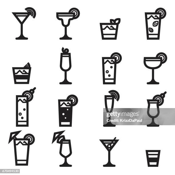 Cocktails Icons Thick High-Res Vector Graphic