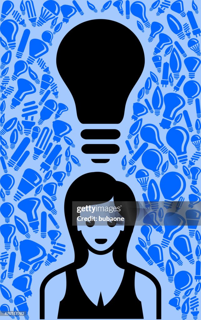 Woman Light Bulb Blue Vector Background Pattern