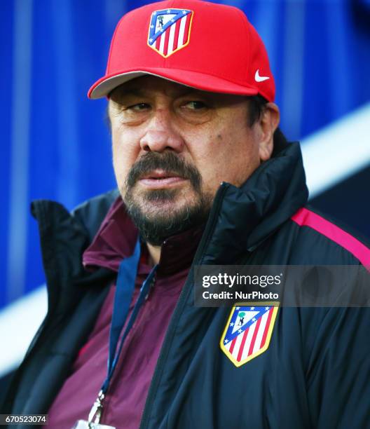 Germán Burgos Assistant manager of Atletico Madrid during UEFA Champions League - Quarter-Finals match between Leicester City and Atletico Madrid at...