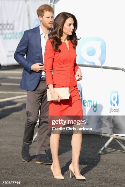 Prince Harry and Catherine, Duchess of Cambridge attend the official opening of The Global Academy in support of Heads Together at The Global Academy...