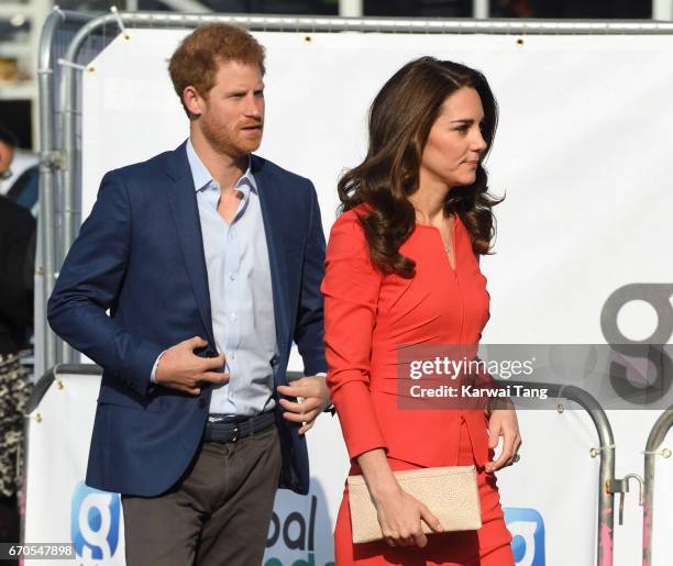 Prince Harry and Catherine, Duchess of Cambridge attend the official opening of The Global Academy in support of Heads Together at The Global Academy...