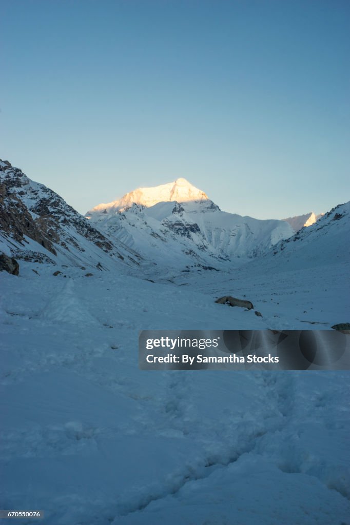 Mount Everest, North Face at sunset