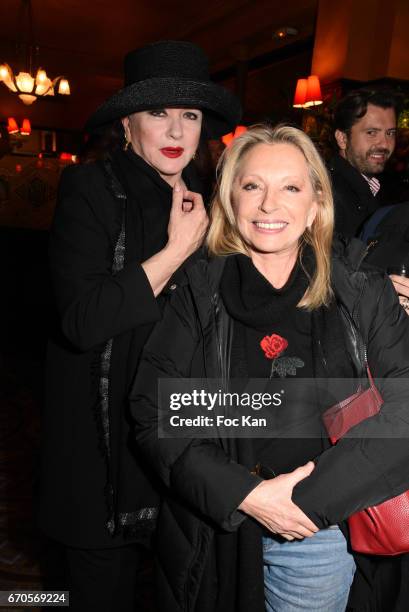 Actress Catherine Jacob and Veronique Sanson attend 'La Closerie Des Lilas' Literary Awards 2016 At La Closerie Des Lilas on April 19, 2017 in Paris,...