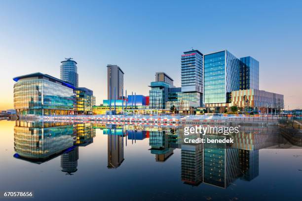 manchester england salford quays office buildings and apartments - manchester england stock pictures, royalty-free photos & images