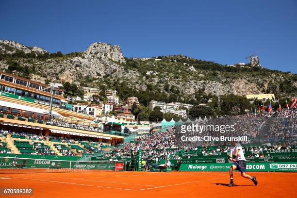 General view during the third round match between Andy Murray of Great Britain and Albert Ramos-Vinolas of Spain on day 5 of the Monte Carlo Rolex...