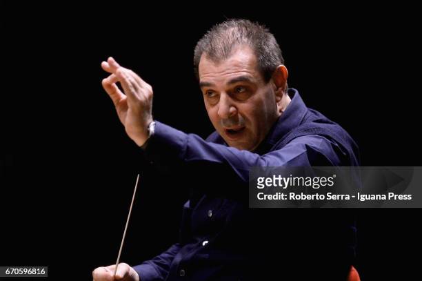 Italian musician Daniele Gatti conduces the rehearsal with the Mahler Chamber Orchestra before their concert for Bologna Festival at Auditorium...