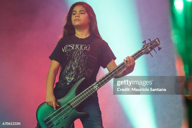 Tye Trujillo of Korn performs live on stage at Espaco das Americas on April 19, 2017 in Sao Paulo, Brazil.