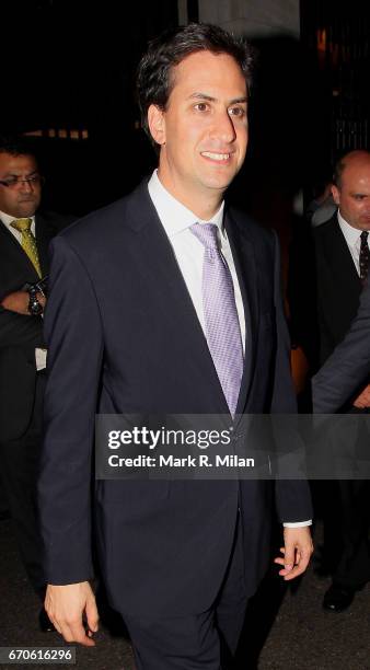 Ed Miliband departs the Pride of Britain Awards held at the Grosvenor House Hotel on October 3, 2011 in London, England.