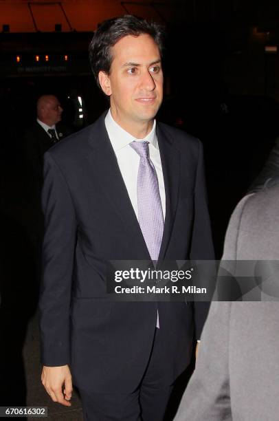Ed Miliband departs the Pride of Britain Awards held at the Grosvenor House Hotel on October 3, 2011 in London, England.