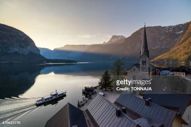 hallstatt in morning time , austria - gmunden austria stock pictures, royalty-free photos & images