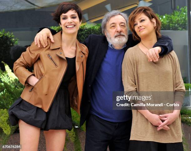 Micaela Ramazzotti, Gianni Amelio and Giovanna Mezzogiorno attend a photocall for 'La Tenerezza' on April 20, 2017 in Rome, Italy.