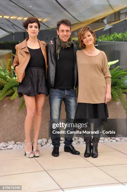 Micaela Ramazzotti, Elio Germano and Giovanna Mezzogiorno attend a photocall for 'La Tenerezza' on April 20, 2017 in Rome, Italy.