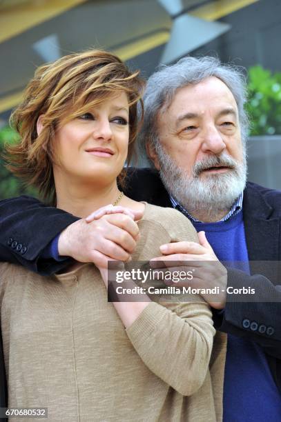 Gianni Amelio and Giovanna Mezzogiorno attend a photocall for 'La Tenerezza' on April 20, 2017 in Rome, Italy.